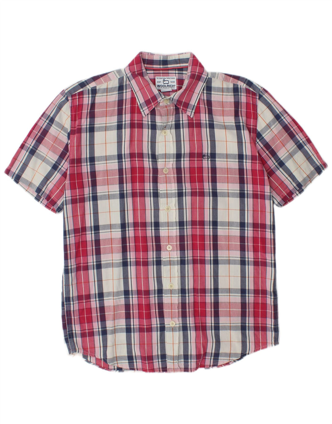 WOOLRICH Camisa Manga Corta Hombre Algodón Cuadros Rojo Mediano