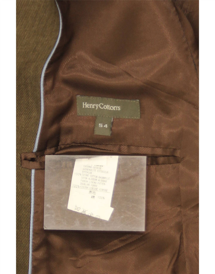 Henry Cottons Chaqueta tipo blazer de 3 botones para hombre IT 54 2XL Algodón caqui