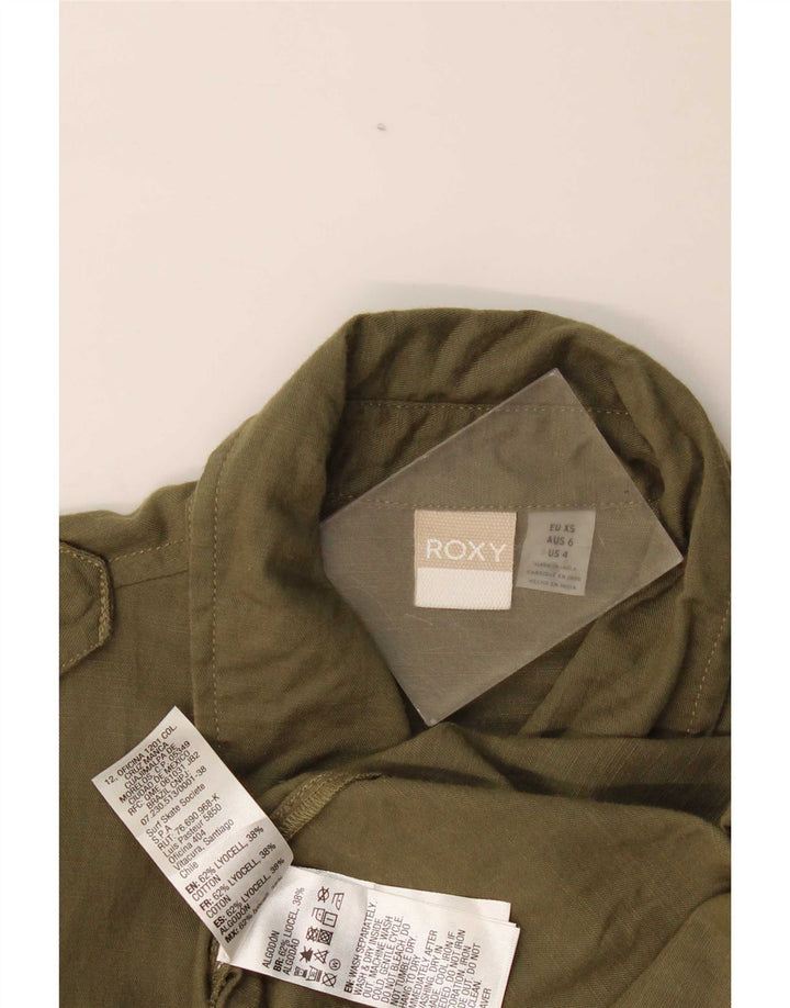 Roxy Camisa militar para mujer US 4 Small Khaki Lyocell