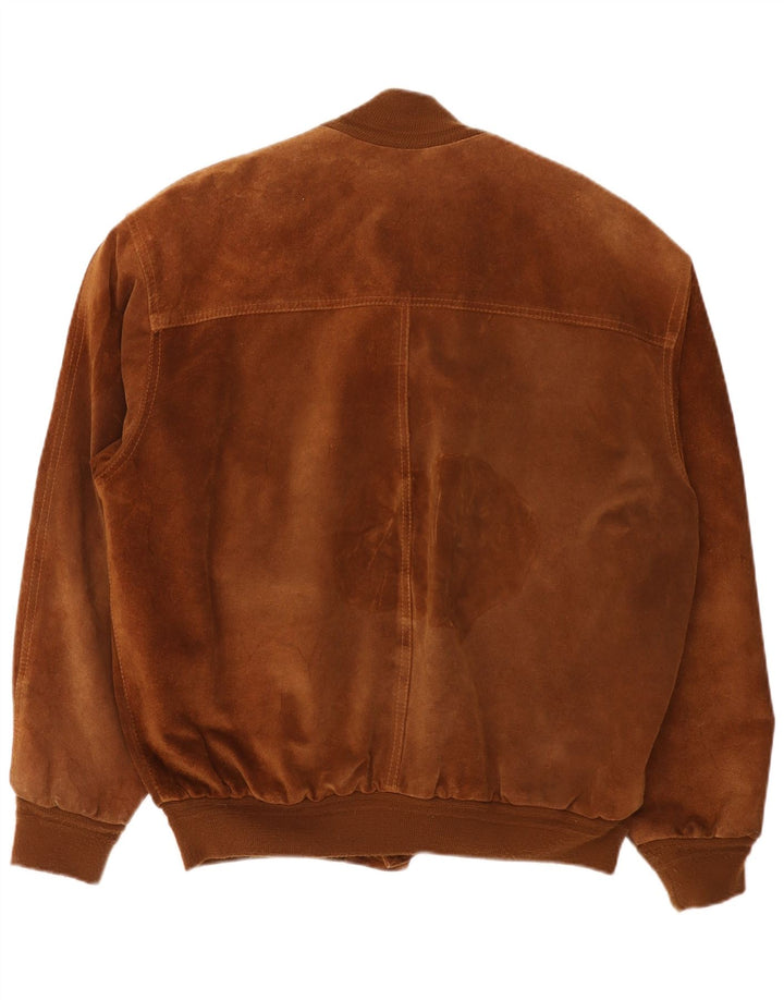 Vintage hombres bombardero ante chaqueta Reino Unido 42 XL cuero marrón