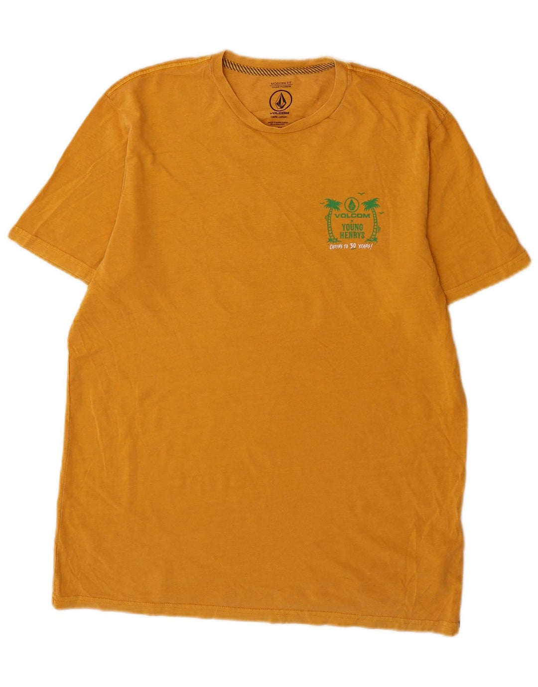 Camiseta Volcom Modern Fit Graphic Top Algodón amarillo medio