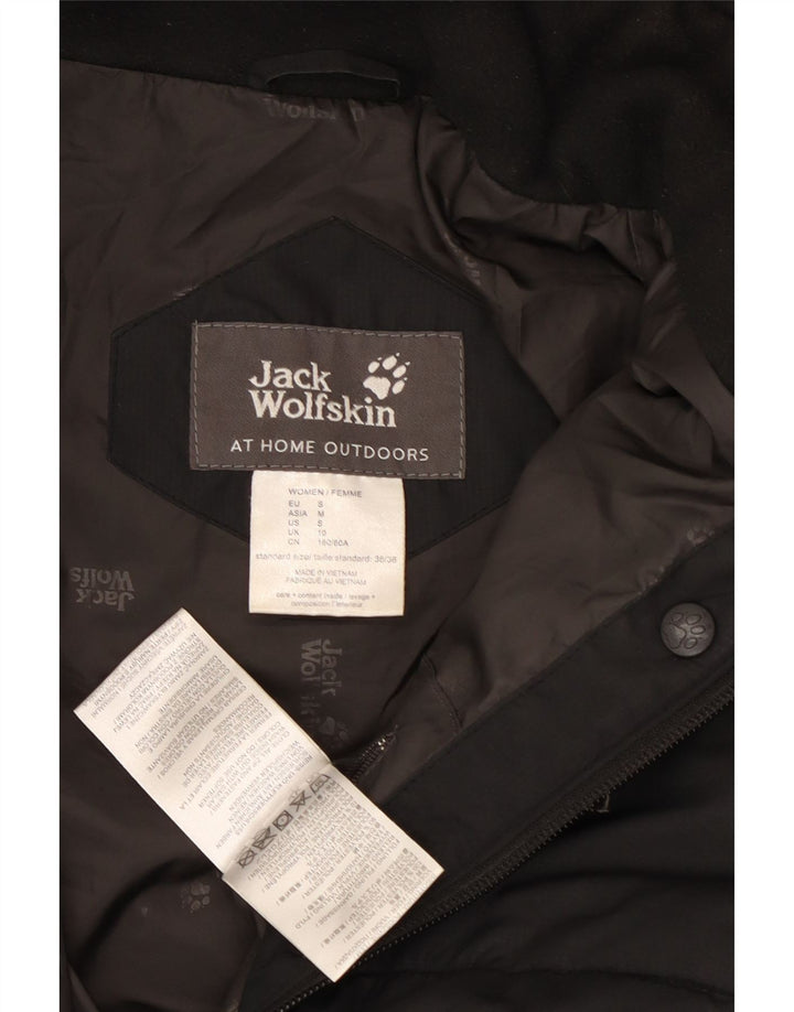 Jack Wolfskin Abrigo acolchado con capucha para mujer UK 10 Small Poliéster negro