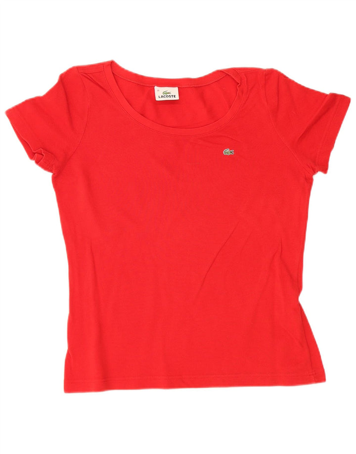 LACOSTE Camiseta Mujer Talla Superior 36 Pequeño Algodón Rojo
