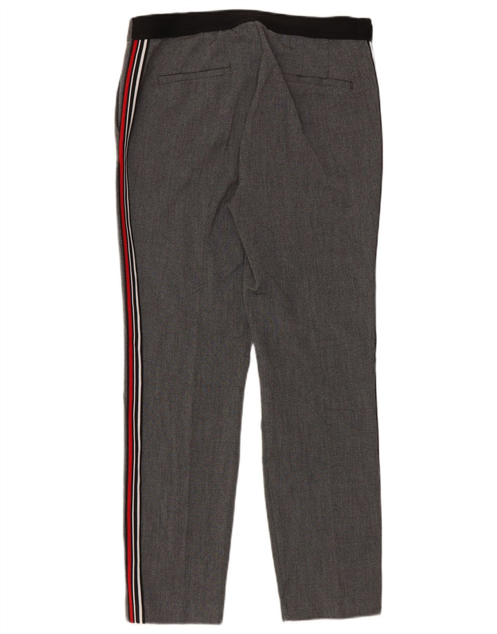 Zara Mujer Pantalón Chino Recto Grande W30 L27 Poliéster Gris