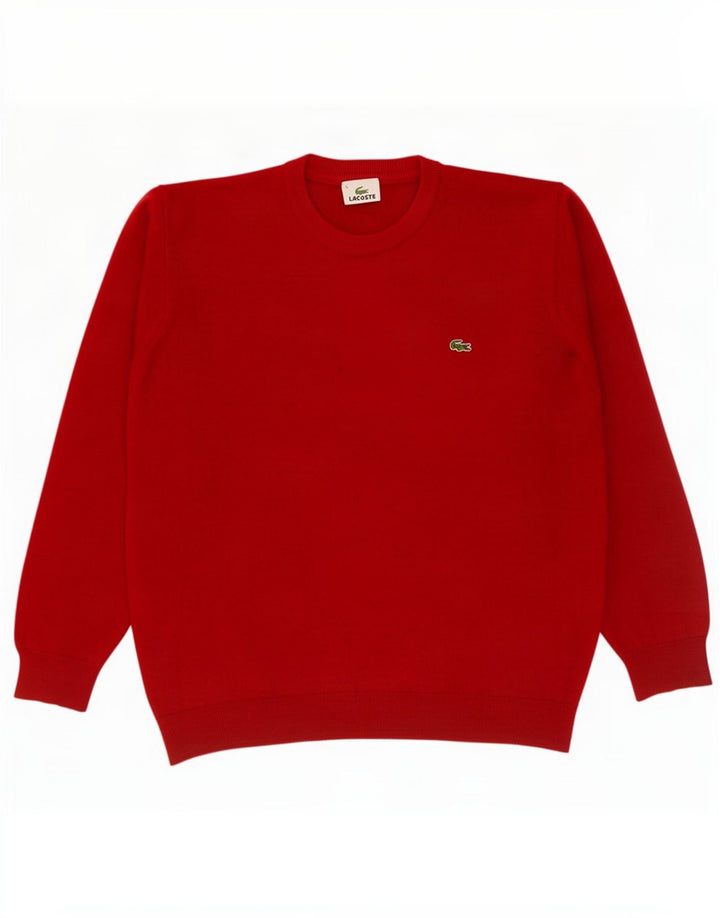 Lacoste - Jersey de cuello redondo para hombre, talla 5, lana roja grande