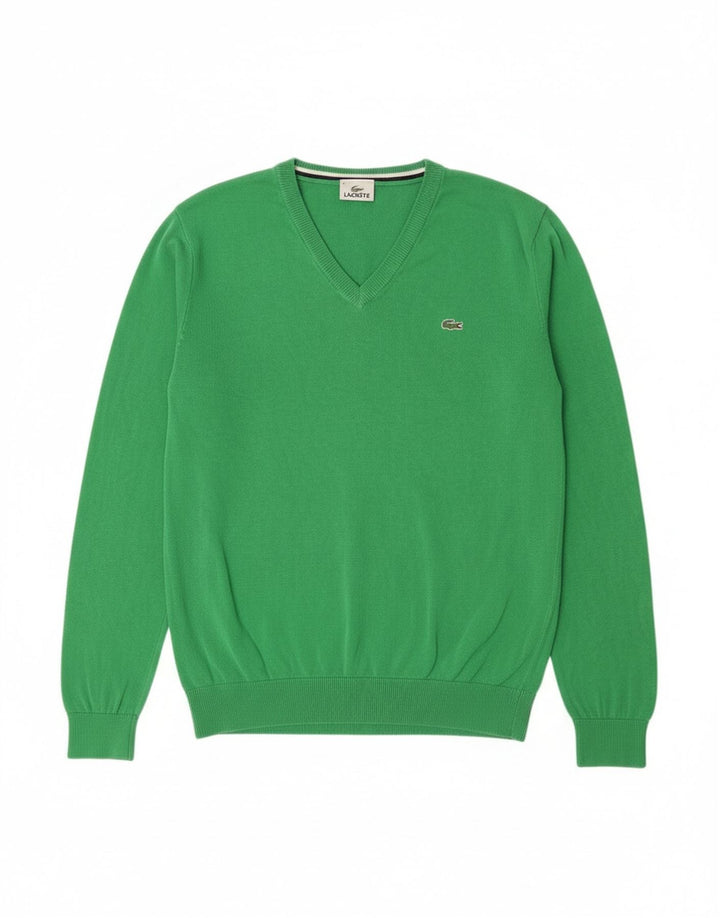 Lacoste - Jersey con cuello en V para hombre, talla 4, color verde mediano