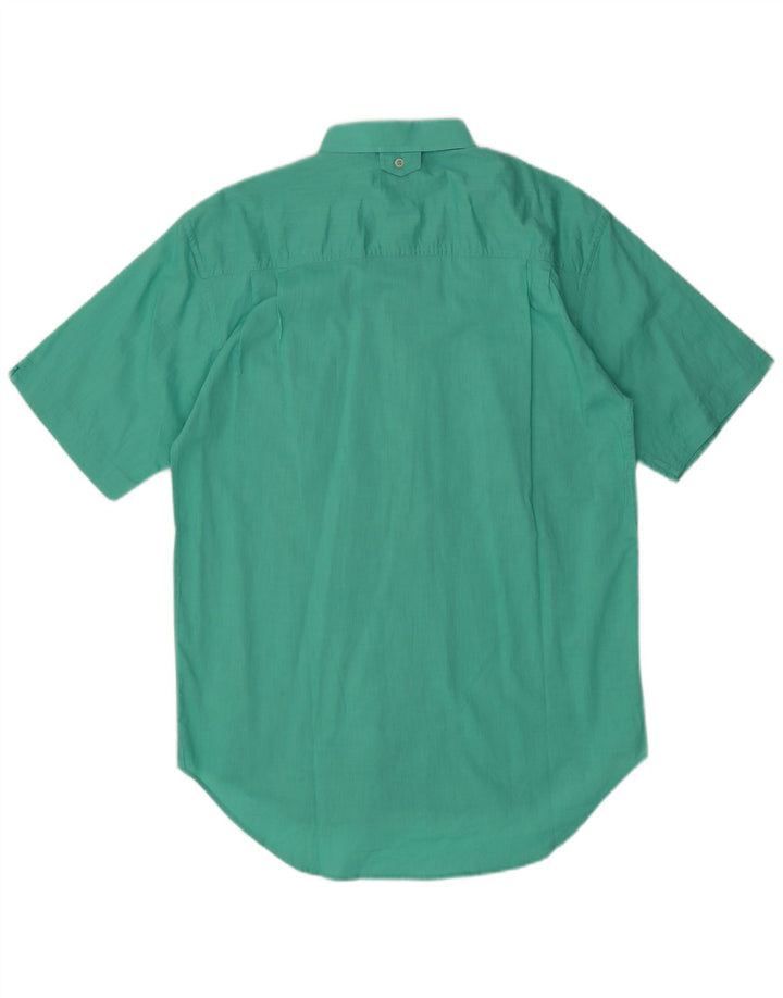 Camisa vintage de manga corta para hombre de algodón verde medio