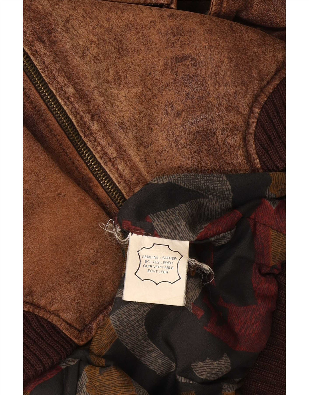 Vintage chaqueta de cuero para hombre Reino Unido 44 2XL cuero marrón