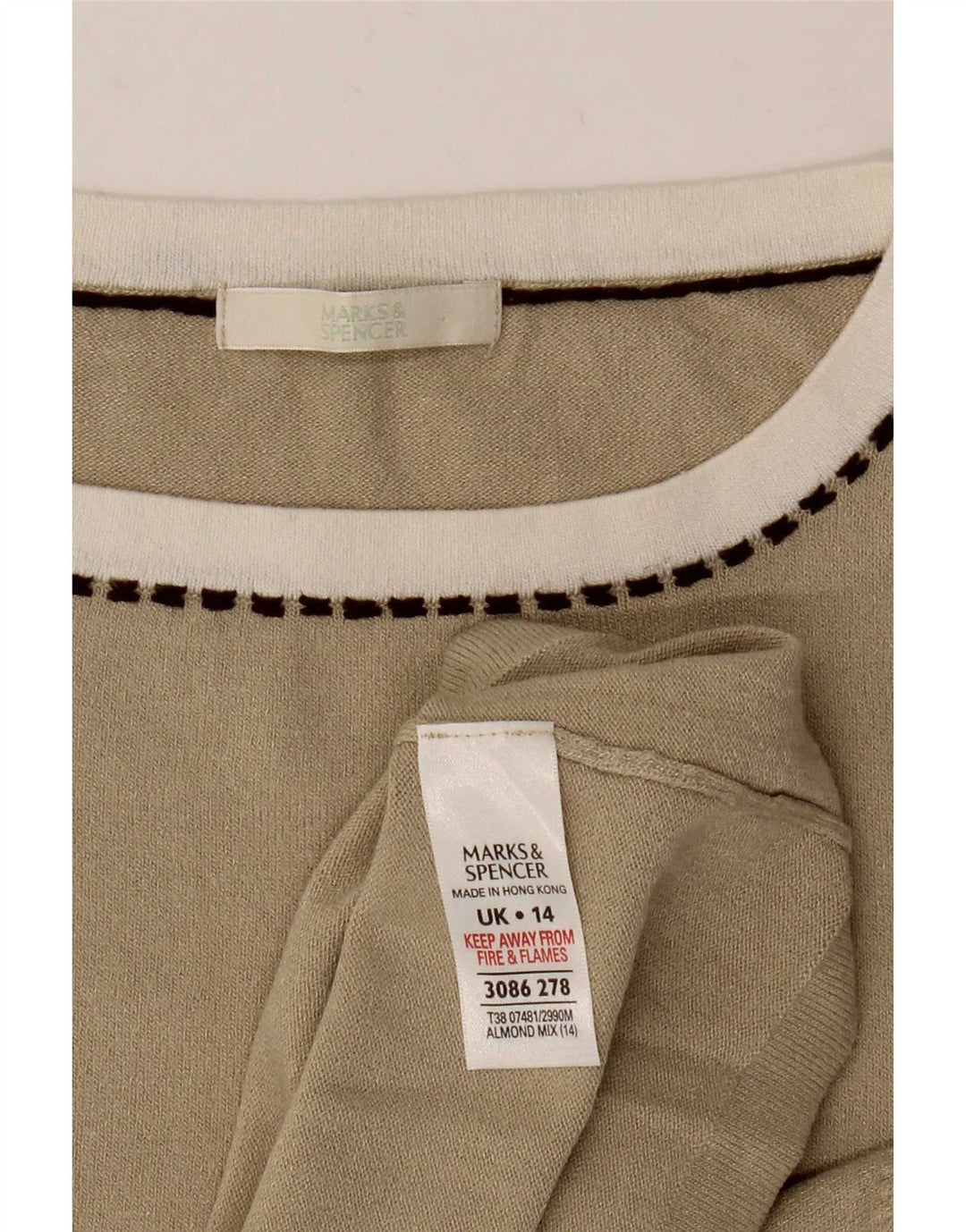 Marks & Spencer Camiseta sin mangas para mujer UK 44 Viscosa beige mediana