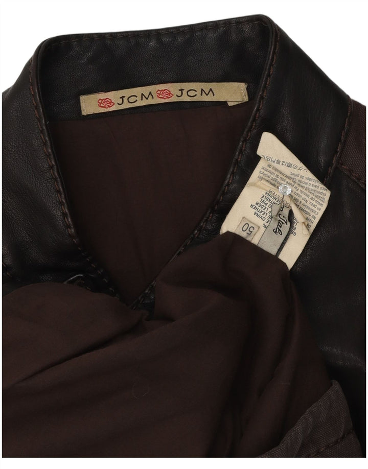 Jey Coleman Chaqueta de cuero para hombre IT 50 Cuero marrón grande