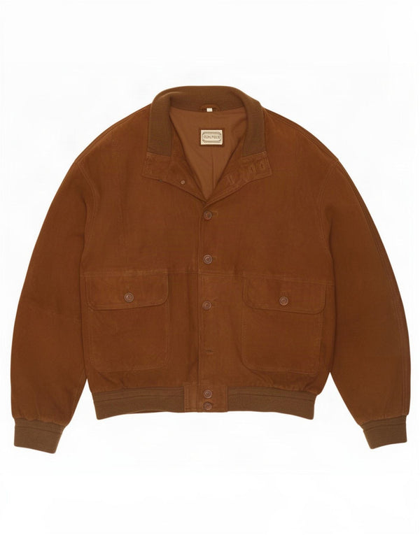 Vintage hombres ante bomber chaqueta IT 58 4XL cuero marrón