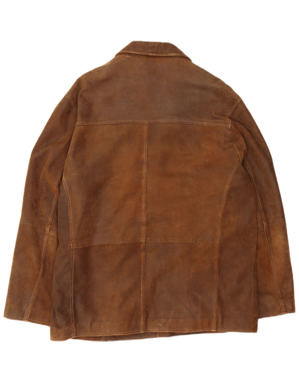 TRAPPER Chaqueta de cuero para hombre IT 56 3XL Cuero marrón
