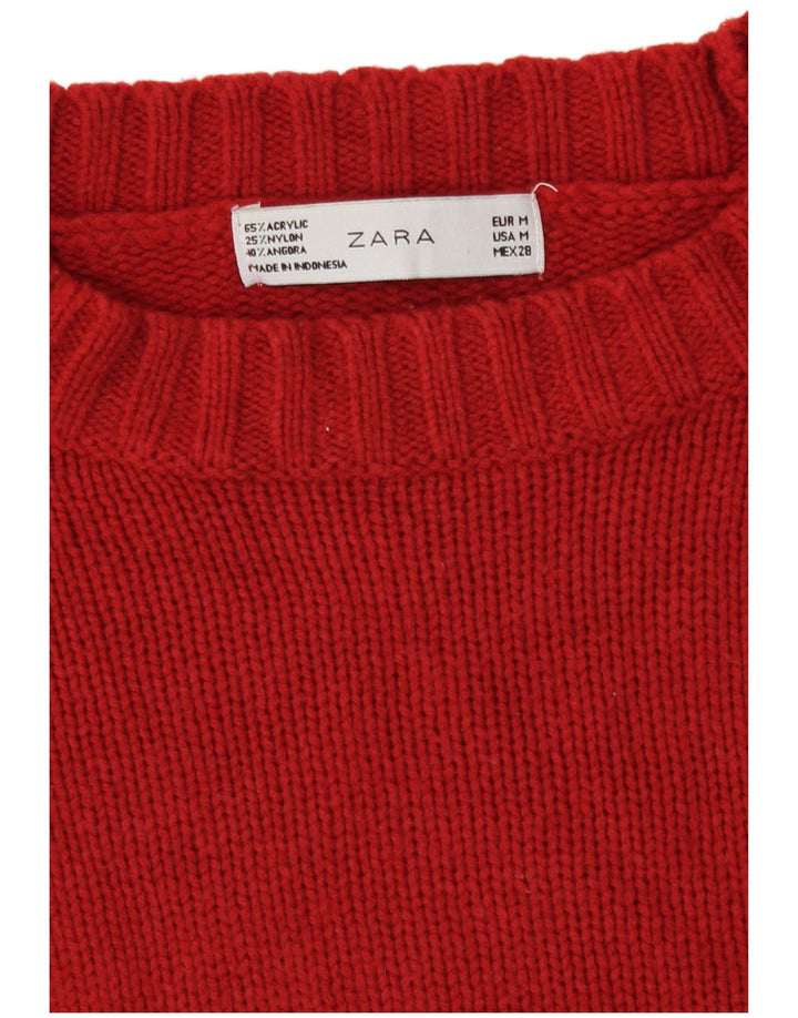 Zara - Jersey con cuello barco para mujer, talla 40, talla M, color rojo
