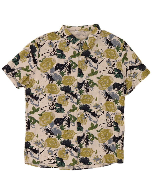 Shein Camisa de manga corta para hombre 2XL Algodón floral verde