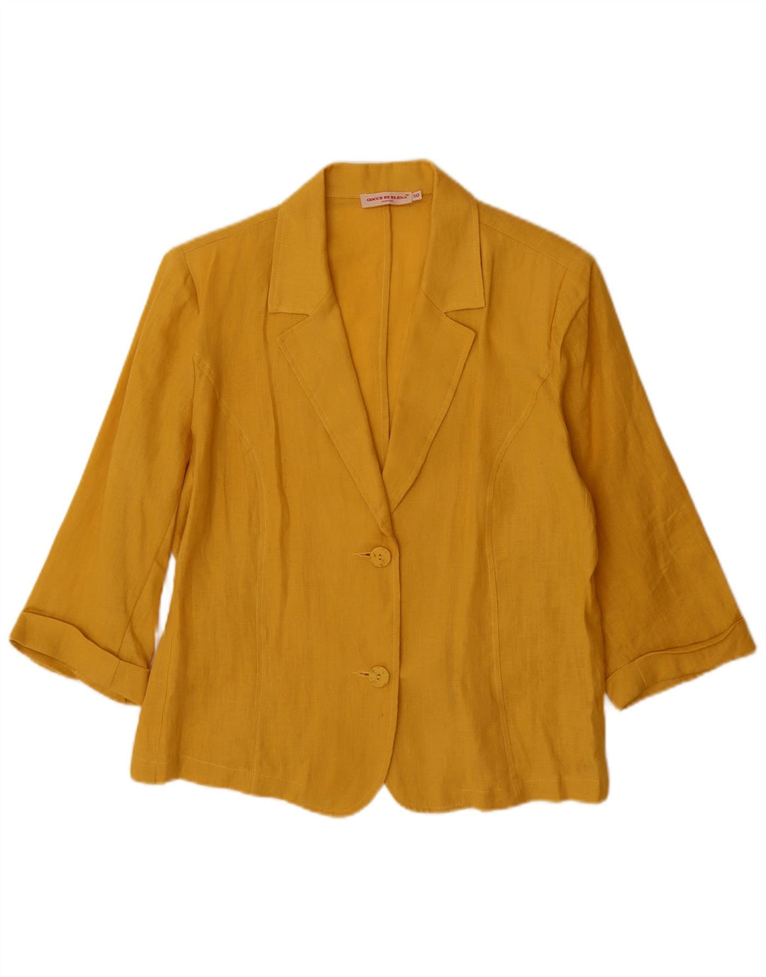 VINTAGE Chaqueta Blazer de manga 3/4 para mujer con 2 botones IT 50 XL Amarillo