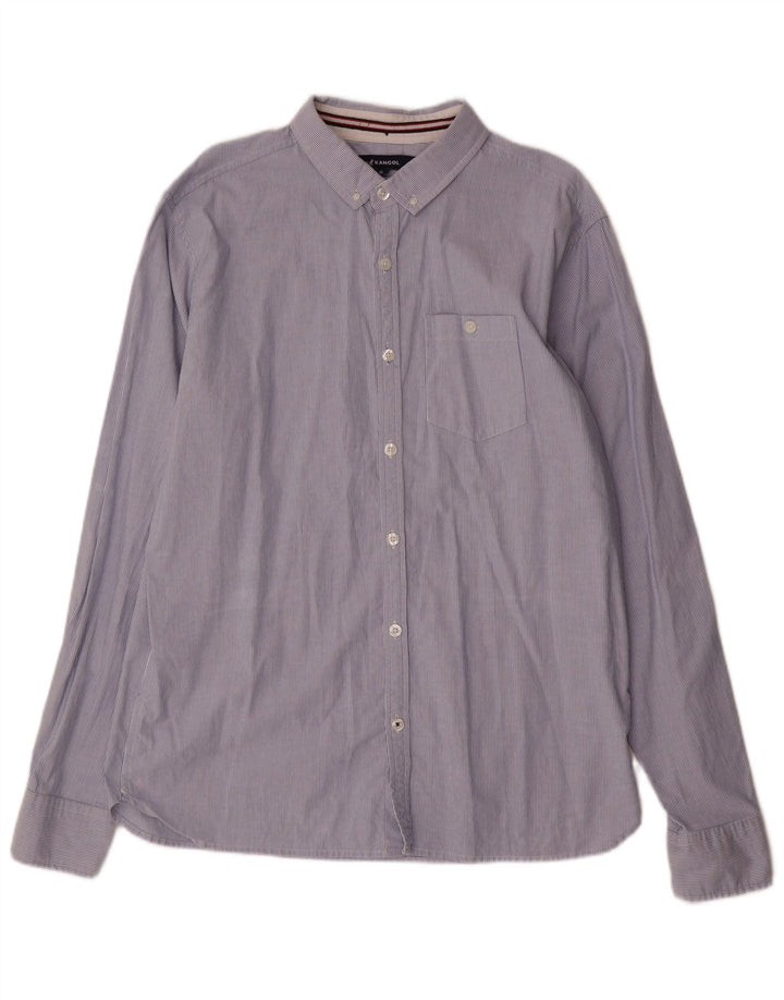 KANGOL Camisa Hombre XL Algodón Rayas Azules