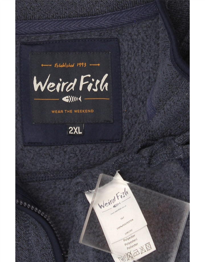 Weird Fish Sudadera con cuello y cremallera para hombre Jersey 2XL Azul marino Poliéster