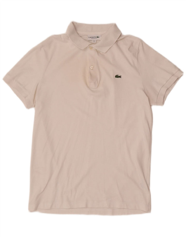 Lacoste Polo de ajuste regular para hombre talla 3 pequeño algodón blanco