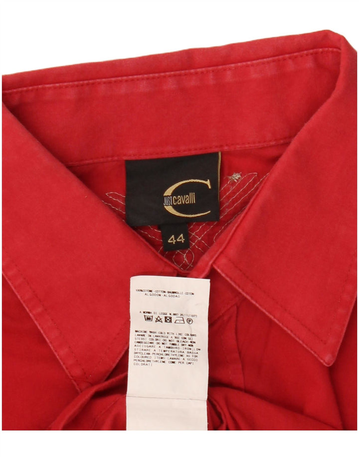 JUST CAVALLI Camisa Mujer IT 44 Mediano Rojo Algodón