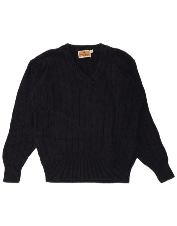 CONTE OF FLORENCE Suéter con cuello en V para mujer UK 10 Small Azul marino