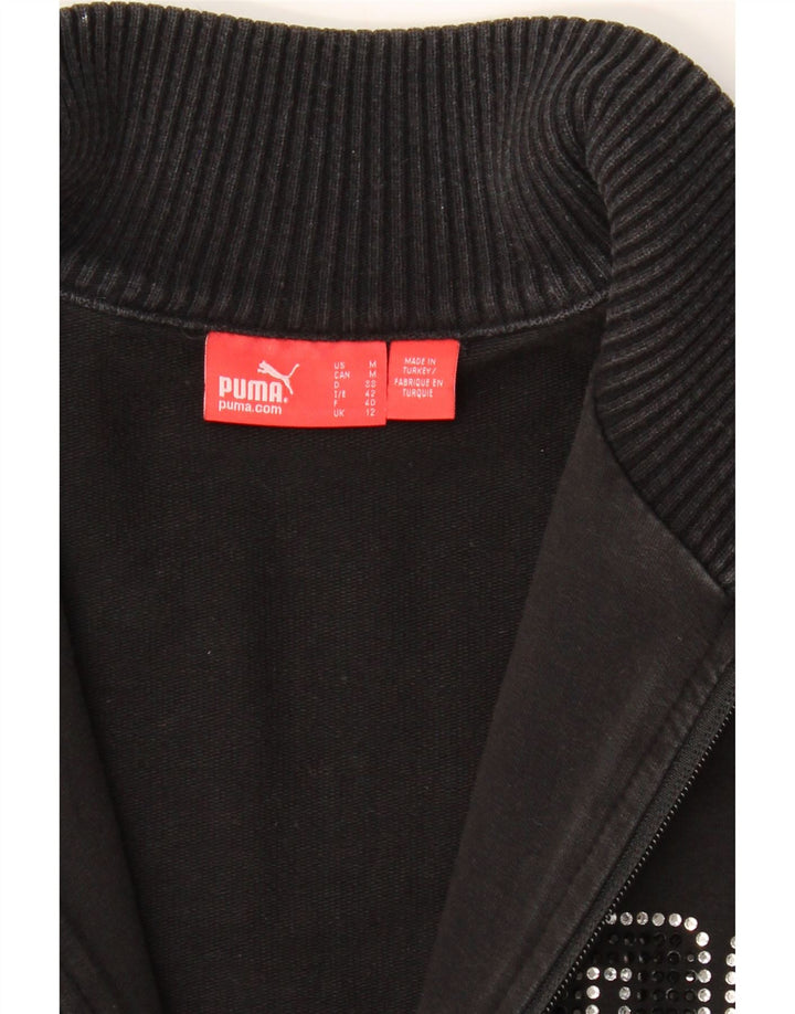 PUMA Womens Graphic Tracksuit Top Jacket UK 12 Medium Black Colourblock Vintage Puma and Second-Hand Puma from Messina Hembry 
