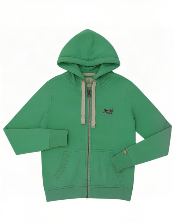 Superdry Sudadera con capucha y cremallera para mujer Reino Unido 46 Grande Algodón verde