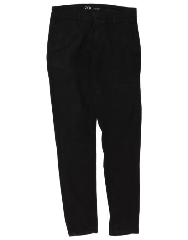 Zara Mens Slim Chino Pantalones EU 38 Small W30 L30 Algodón Negro