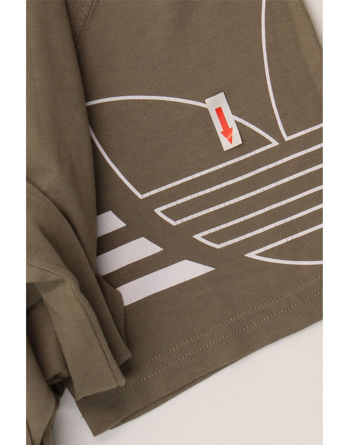 Adidas Hombre Camiseta Gráfica Top Medium Khaki Algodón