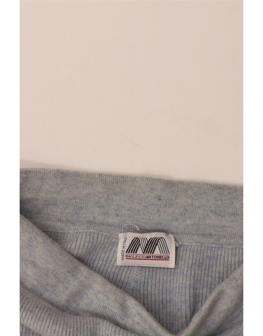 Vintage mujer punto burbuja falda grande W32 lana azul