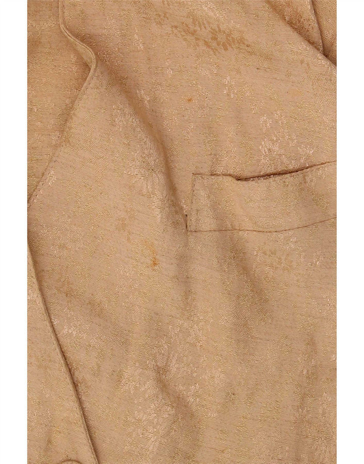 Vintage mujer manga corta Blazer chaqueta Reino Unido 14 medio beige floral
