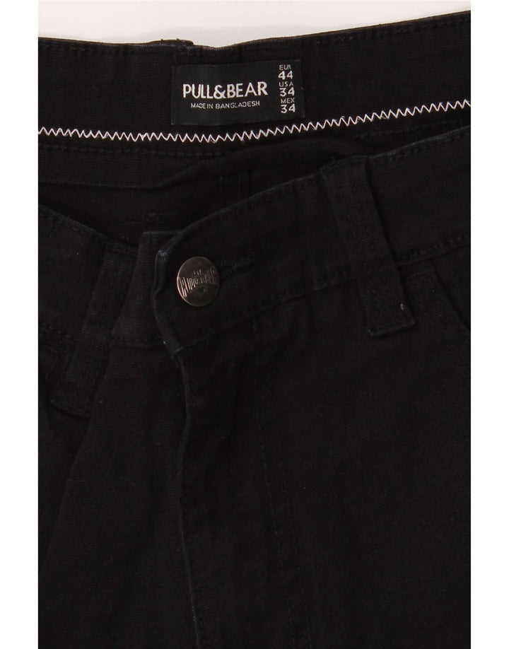 Pull & Bear Pantalones cortos de mezclilla para hombre EU 44 Large W34 Algodón negro