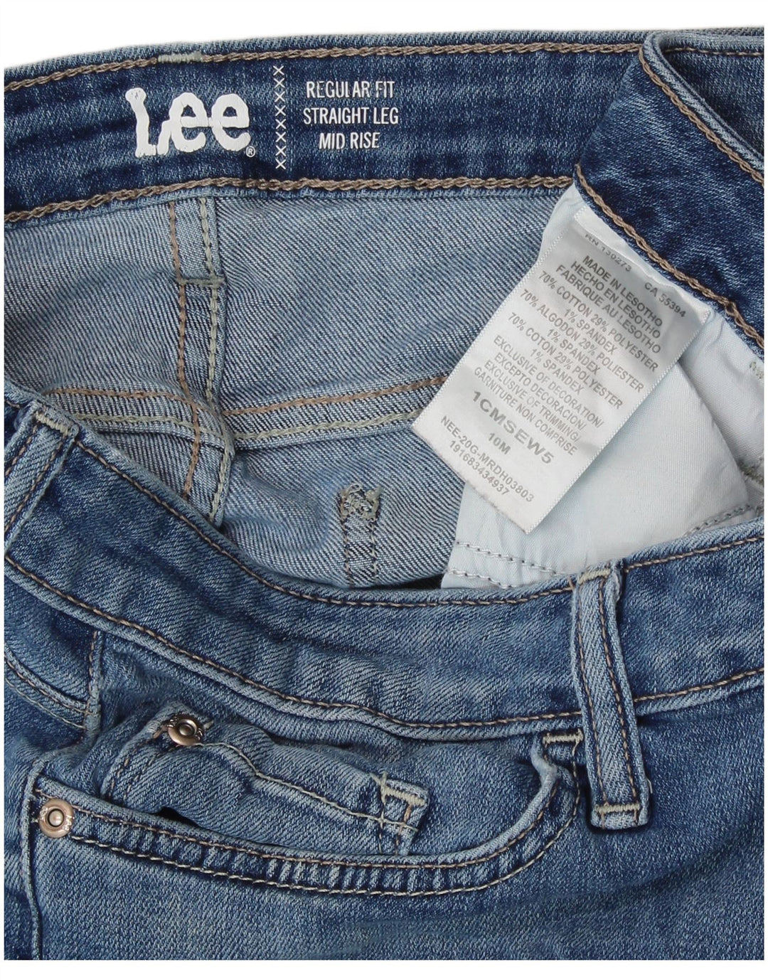 LEE Vaqueros rectos de talle medio para mujer, ajuste regular, talla 10, grande, W32, L29, azul