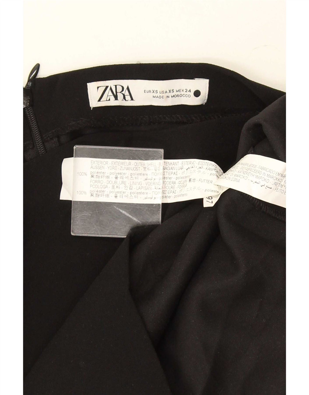 Zara Mujer Top Manga Larga UK 6 XS Negro Poliéster