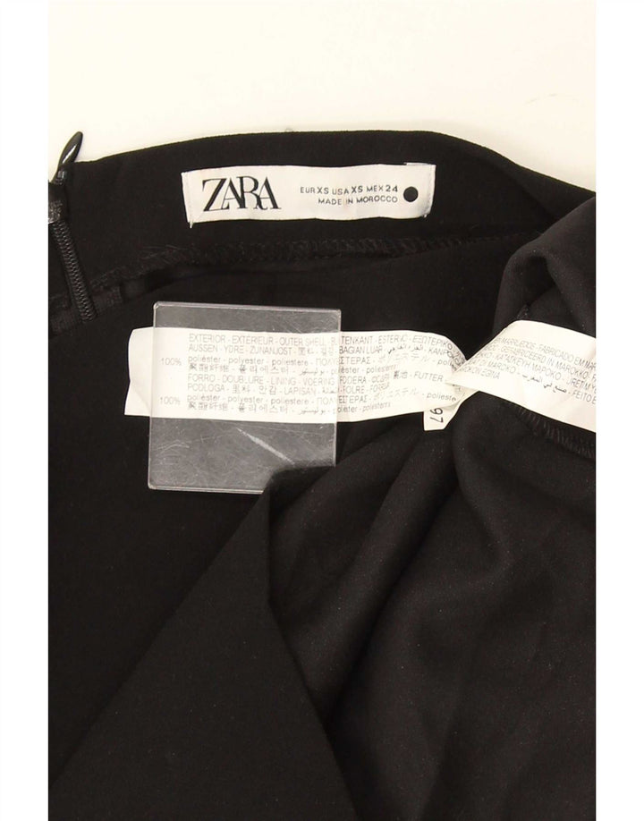 Zara Mujer Top Manga Larga UK 6 XS Negro Poliéster