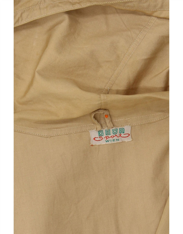 VINTAGE Mens Hooded Bomber Jacket UK 38 Medium Beige Vintage Vintage and Second-Hand Vintage from Messina Hembry 