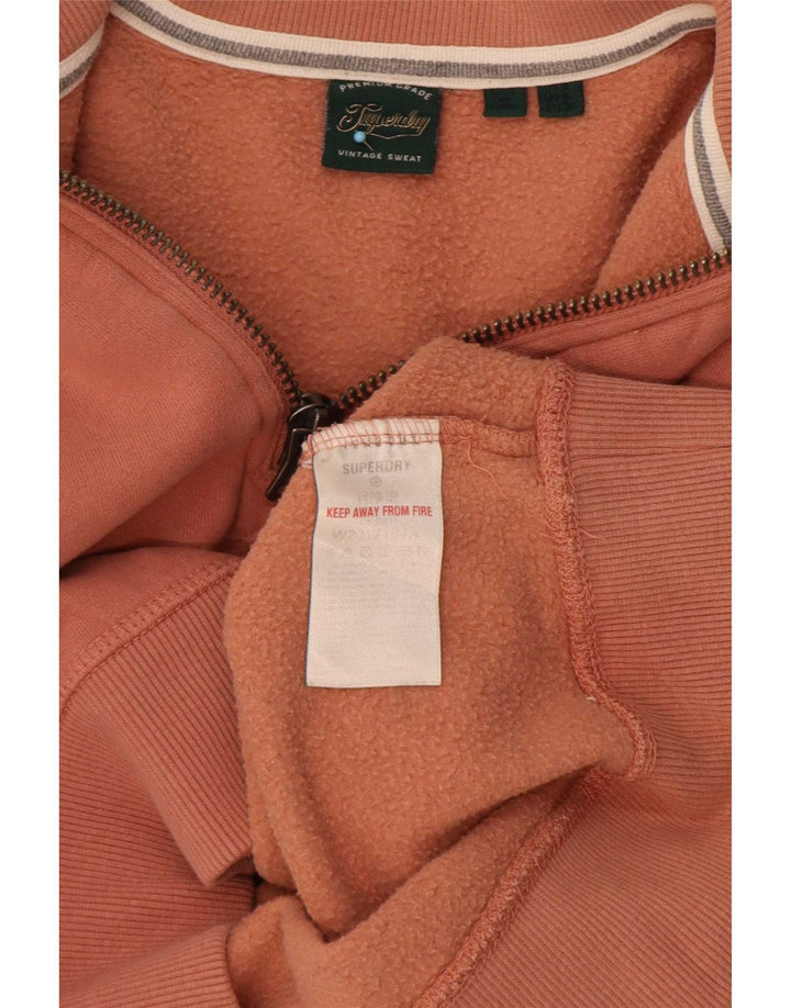 Superdry Mujer Oversize Crop Zip Neck Sudadera Jumper UK 8 Small Marrón