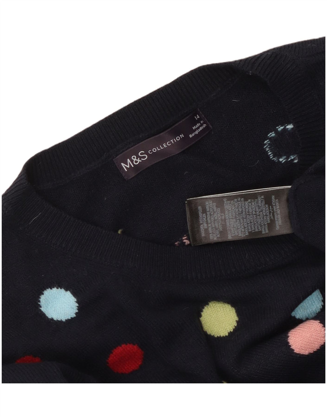 MARKS & SPENCER Suéter tipo jersey con cuello redondo para mujer UK 44 Azul marino mediano