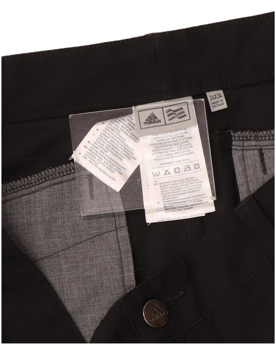 Adidas Pantalones Chinos Slim Para Hombre W34 L34 Poliéster Negro