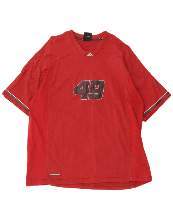 ADIDAS Camiseta gráfica para hombre Top XL Algodón rojo