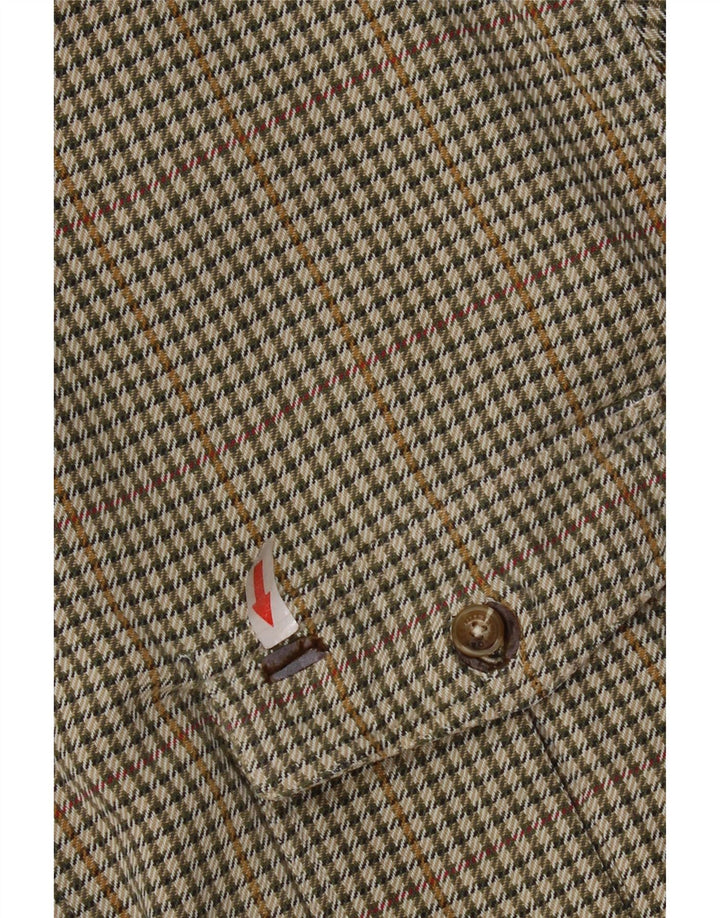 Camisa De Franela Orvis Hombre Algodón Pata De Gallo Verde Medio