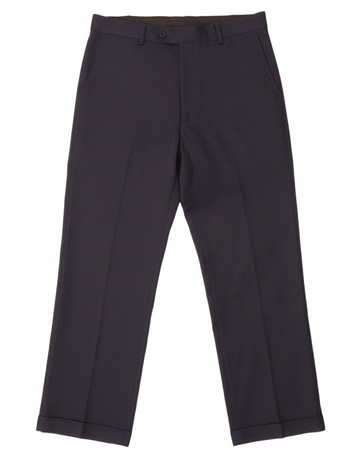 IZOD Mens Straight Suit Trousers W34 L32 Navy Blue Polyester