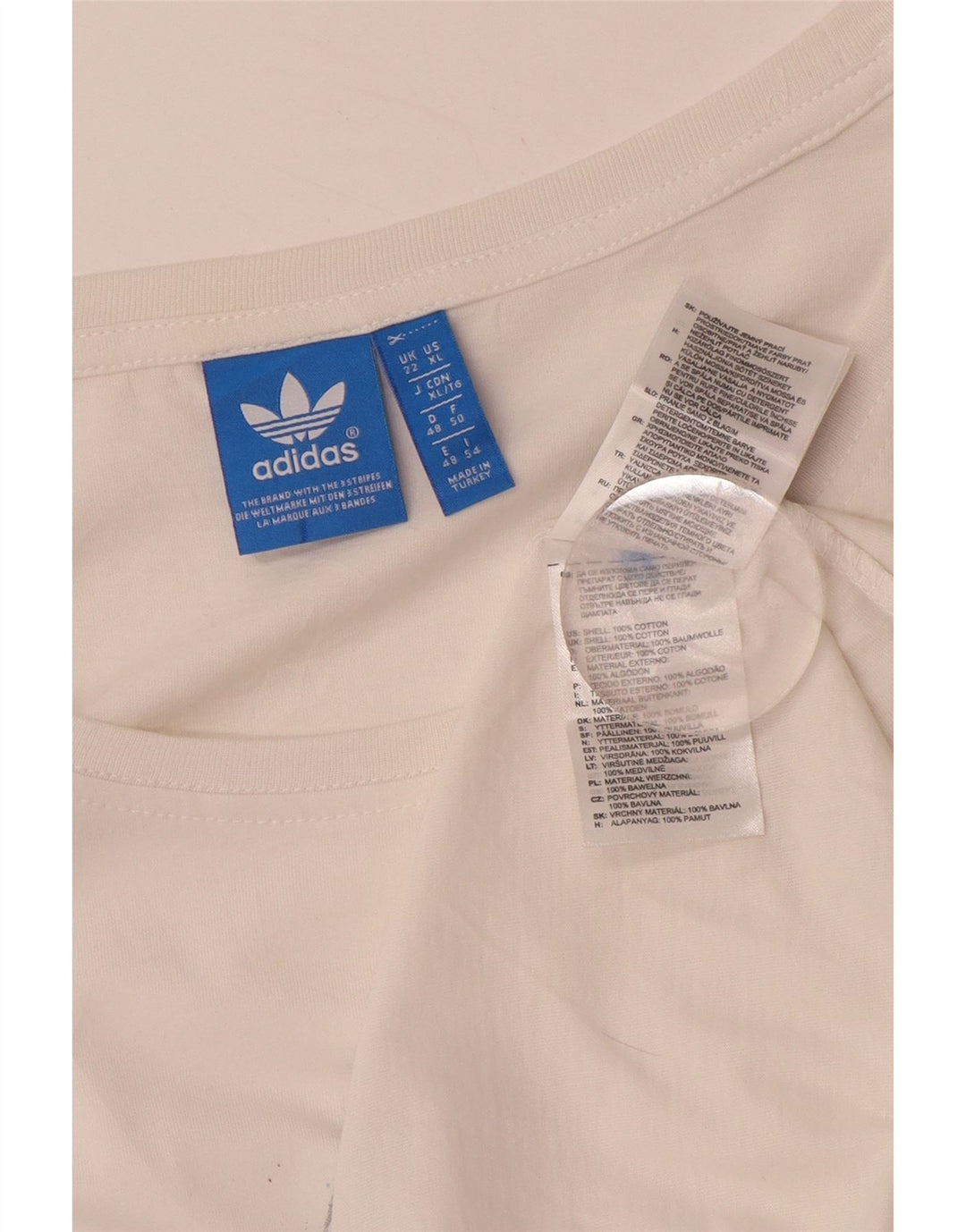 ADIDAS Camiseta larga con gráfico para mujer UK 22 XL Algodón blanco