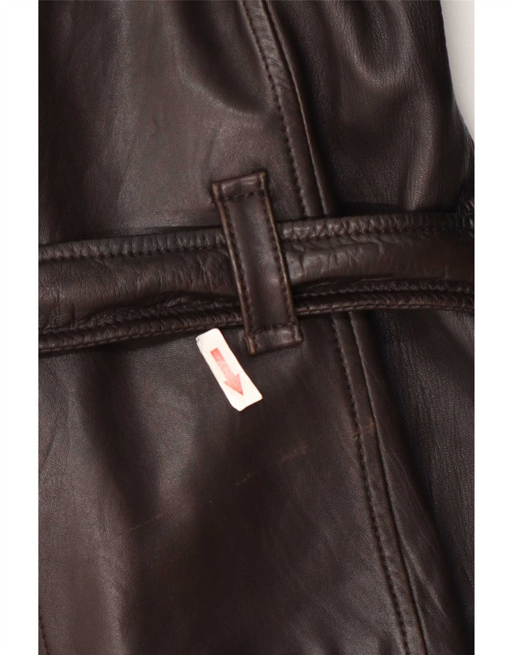 Esprit Chaqueta de cuero con doble botonadura para mujer UK 40 Piel de cordero marrón medio