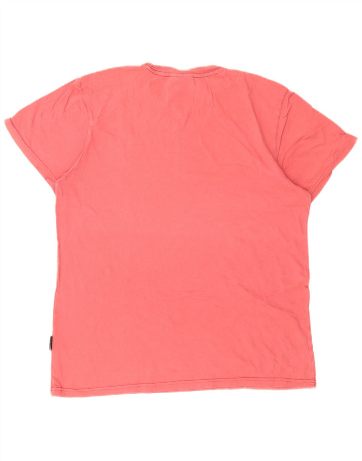 Schott Hombre Camiseta Gráfica Top Grande Rosa Algodón