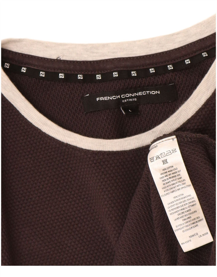 French Connection Top para hombre de manga larga de algodón gris grande