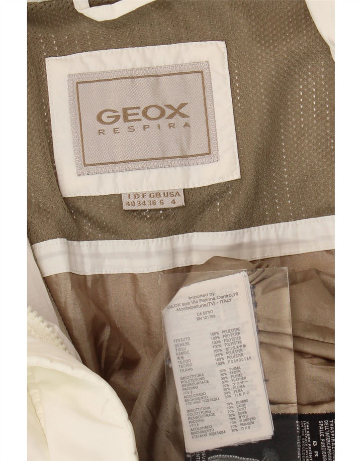 Geox Mujer Respira Chaqueta Acolchada Extragrande UK 6 XS Poliéster Blanco