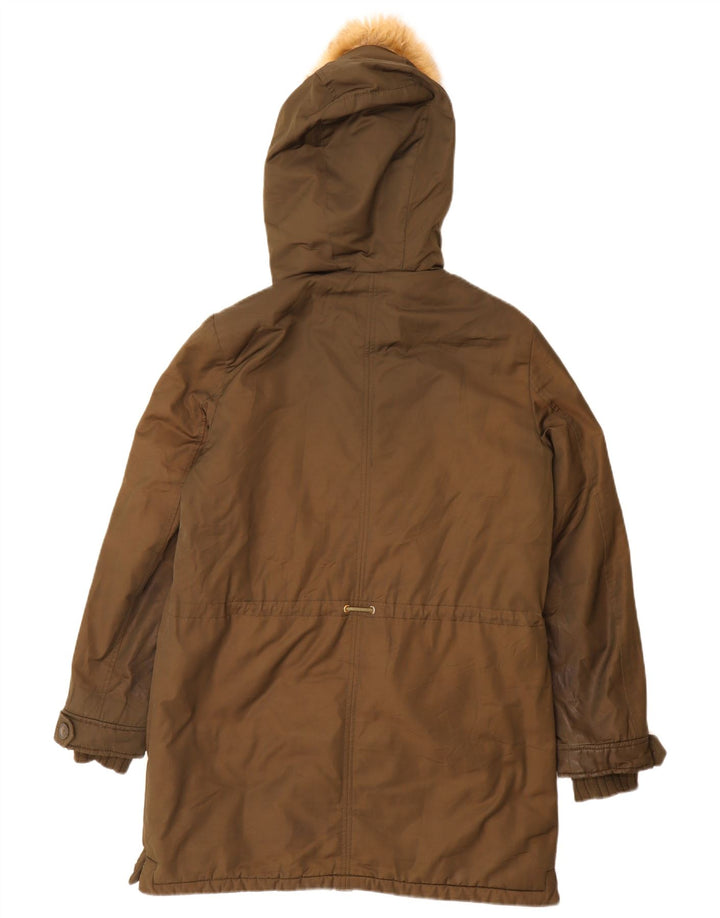 Zara Mujer Trafaluc Parka Con Capucha Chaqueta UK 44 Poliéster Caqui Mediano