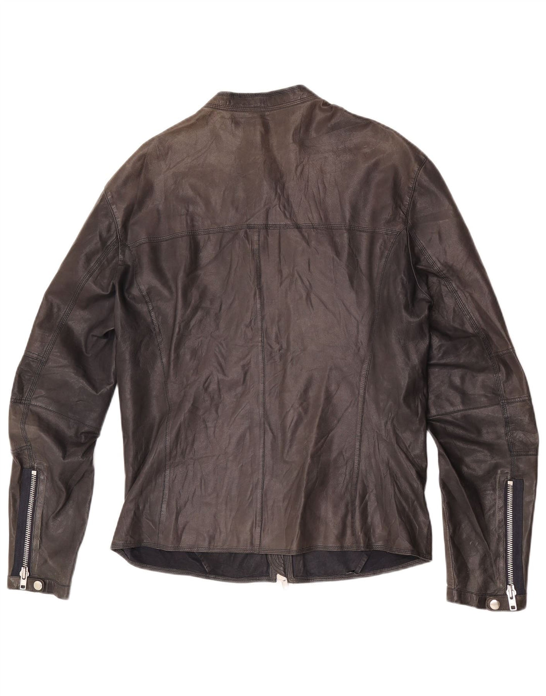 Vintage hombres cuero Racer chaqueta Reino Unido 38 cuero negro medio