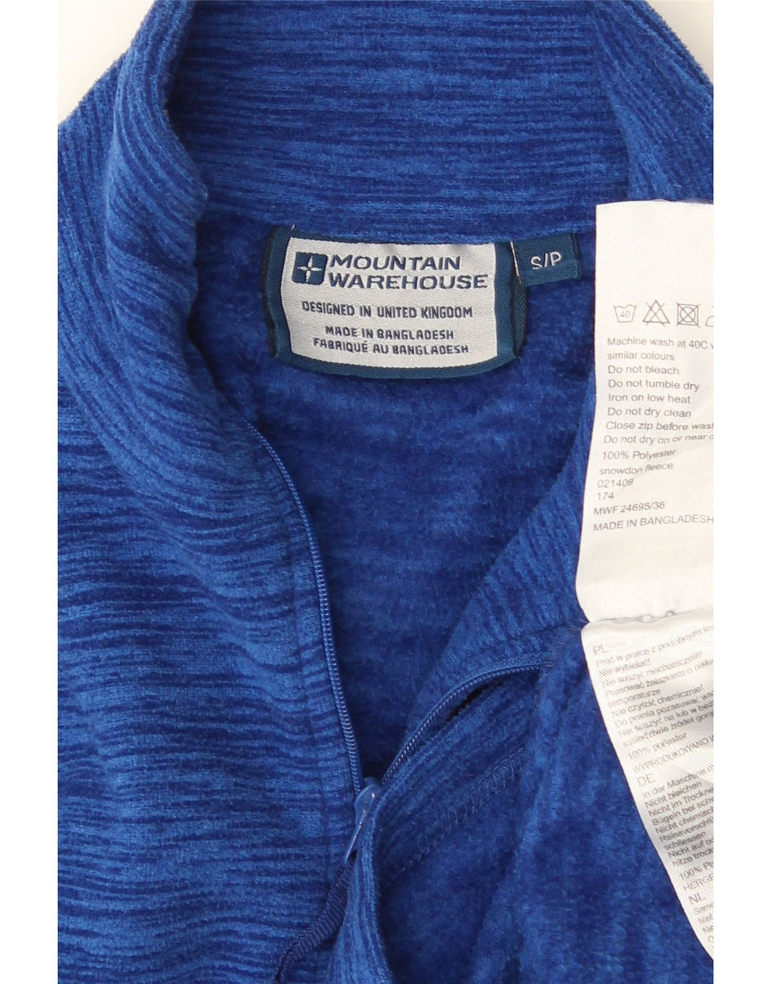 MOUNTAIN WAREHOUSE Jersey de forro polar con cuello y cremallera para hombre pequeño azul moteado