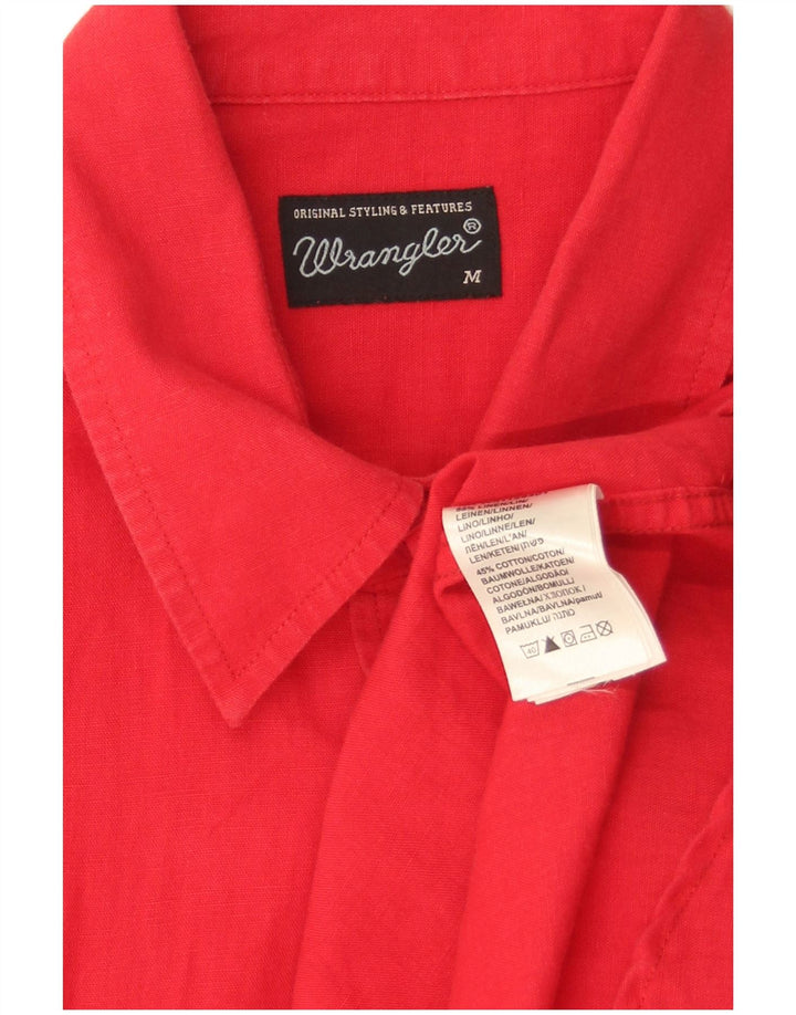 Camisa Wrangler Hombre Manga Corta Lino Rojo Medio